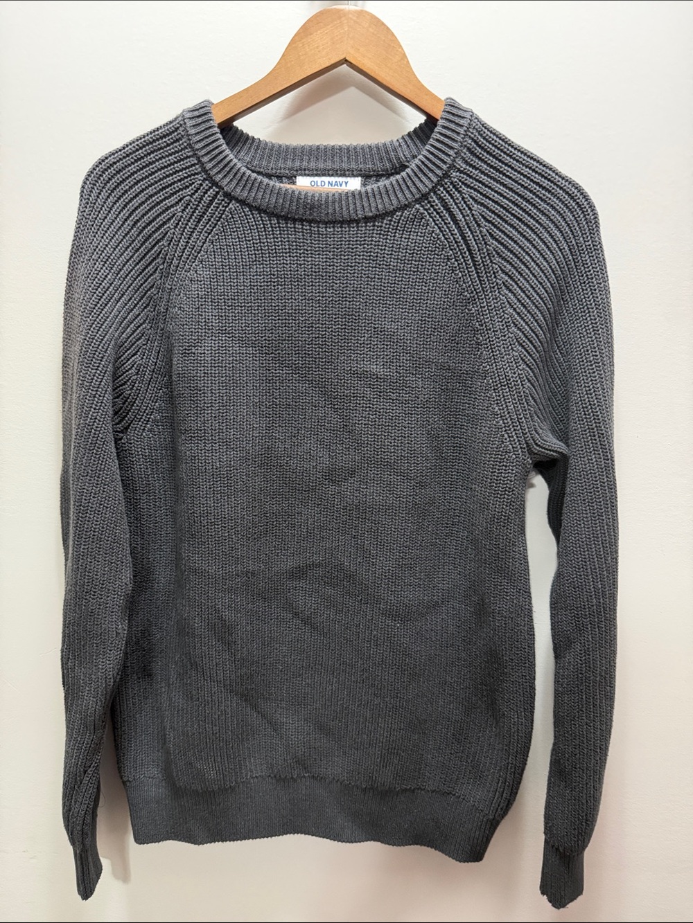 Old Navy Gray Ribbed Crewneck Sweater Men’s Size Small 27x22.5